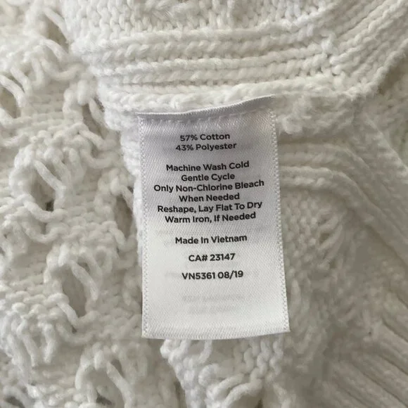 Talbot's White Long Sleeve Open Weave Pullover Sweater P - Picture 12 of 13